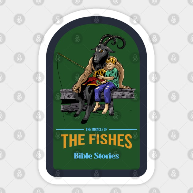 Funny Retro "The Miracle Of The Fishes" Parody Sticker by TOXiK TWINS